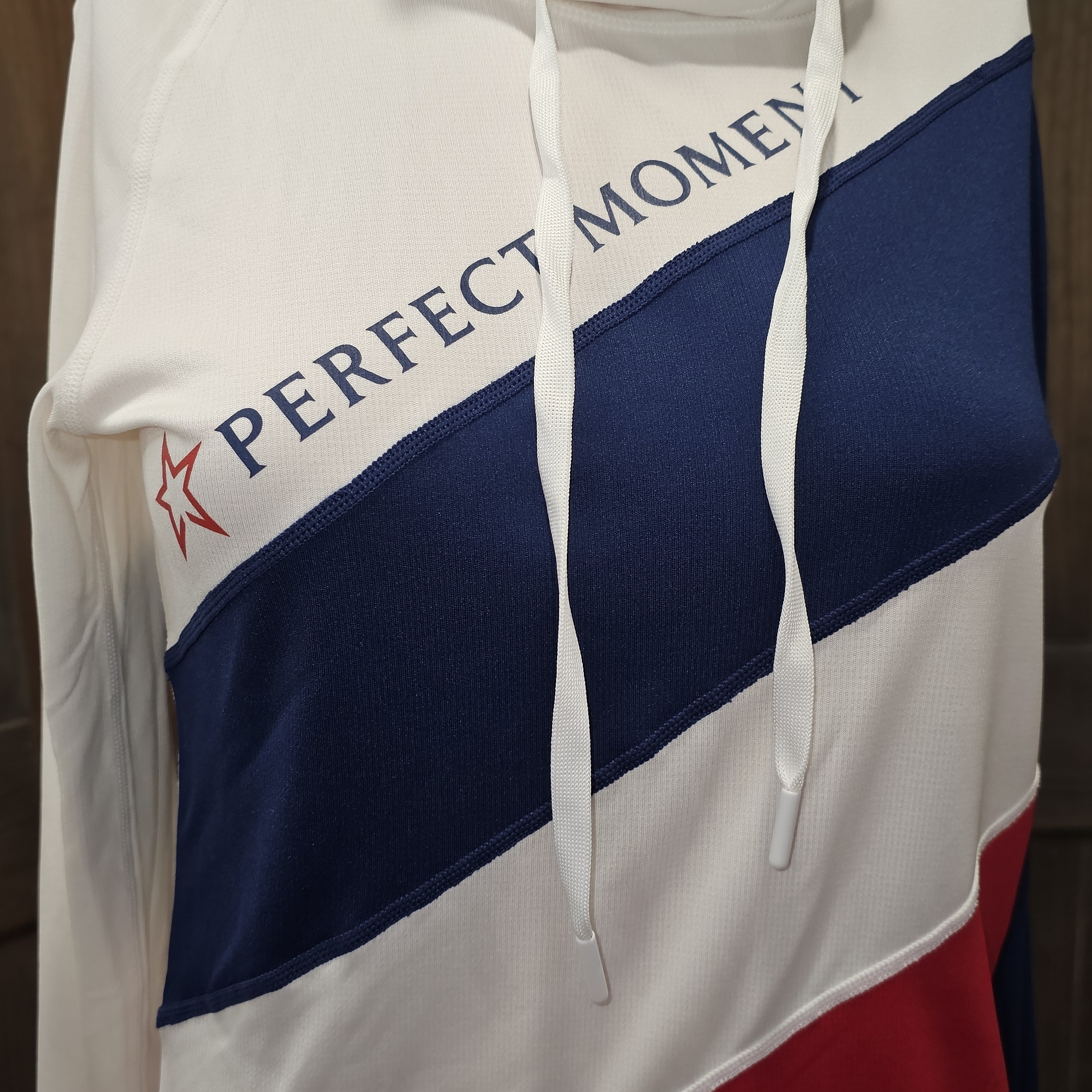 Perfect Moment White And Navy Hoodie